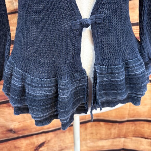 Ralph Lauren Blue Linen Mesh Open Front Cardigan Sweater Size S - Picture 2 of 11